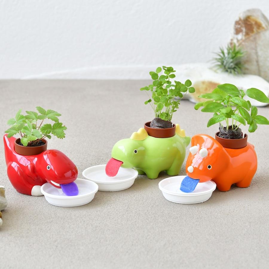 Green Zaurus Licking Dinosaur planter by NOTED | Cloud-Hidden